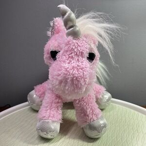 Aurora Dreamy Eyes Unicorn Plush Pink&Silver Stuffed Animal Unisex Toy 10"  Soft